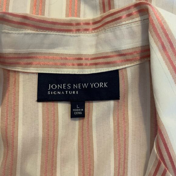 Jones New York Womens L Button Down Long-sleeved V-neck peplum Blouse Top NWT - Picture 6 of 10